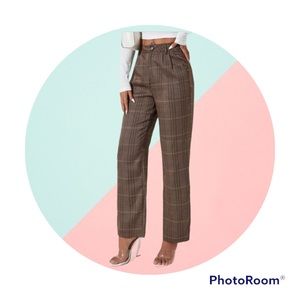 Plaid high waist pants